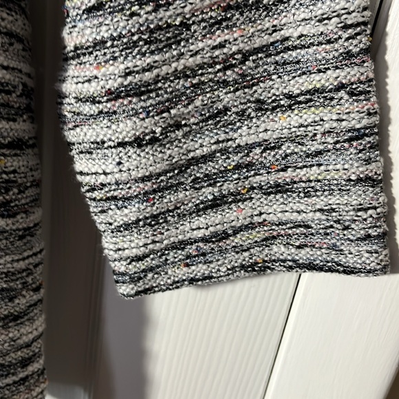 LOFT texture knit cotton blend blk pullover crop sweater 3/4 sleeve side slit LG - Picture 4 of 11